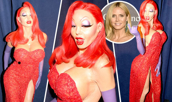 Heidi Klum looked unrecognisable as Jessica Rabbit last night