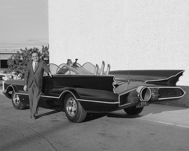 Media Services and Barris Kustom Industries shows designer George Barris with the original Batmobile in Los Angeles. Barris