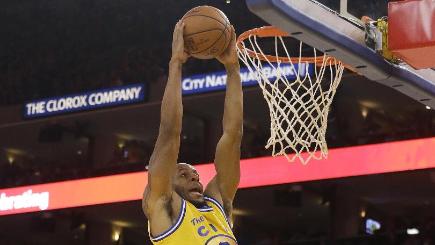 Andre Iguodala dunks on a historic night for the Golden State Warriors