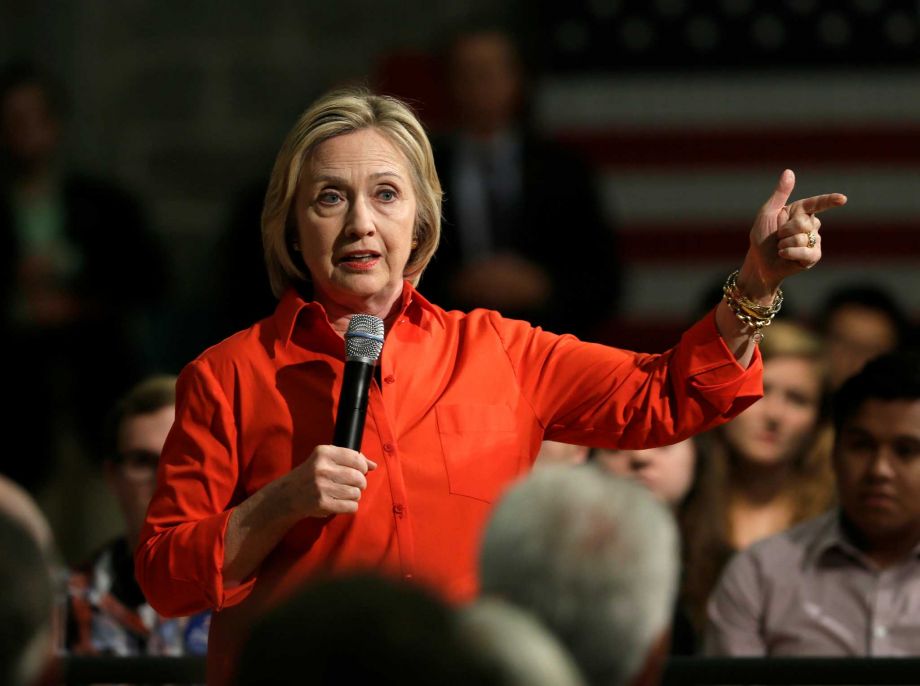 2015 Democratic presidential candidate Hillary Rodham Clinton speaks in Grinnell Iowa. The Democratic presidential field this weekend will try to woo African American voters in South Carolina a critical early voting state. W