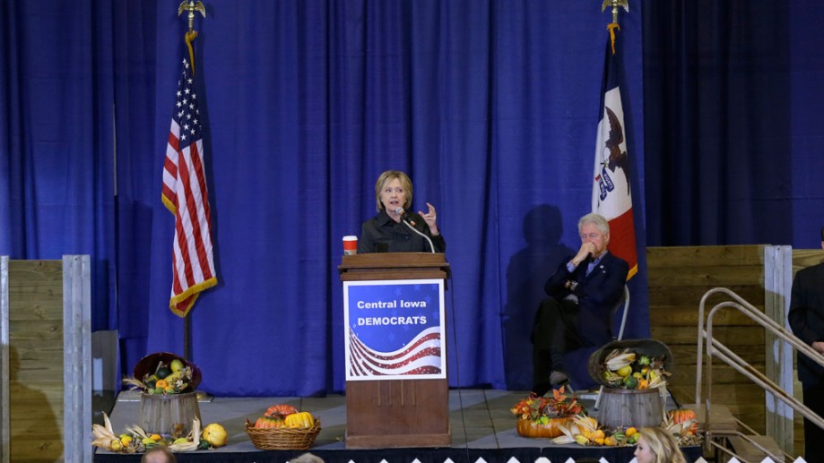 Democratic presidential candidate Hillary Rodham Clinton speaks at the Central Iowa Democrats Fall Barbecue Sunday Nov. 15 2015 in Ames Iowa