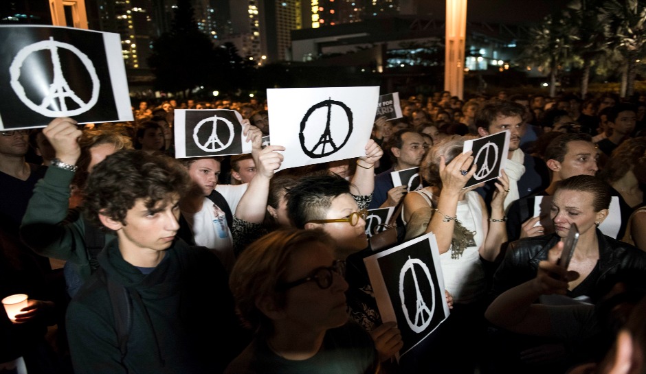 Peace for Paris symbol reproduced on posters