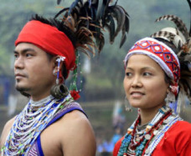 Garo Young Boy and Girl with there Garo Traditional Dress during a Wangala Festival at Asanaggre 14 KM from