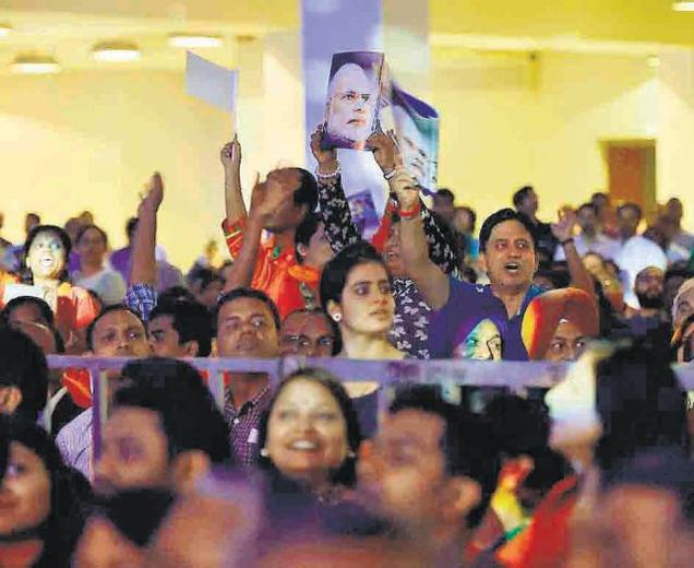 The Indian diaspora in Kuala Lumpur cheers Prime Minister Narendra Modi