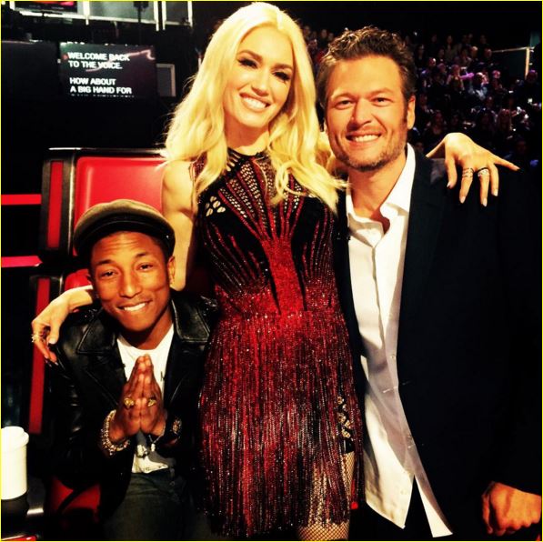 Instagram gwenstefani Gwen Stefani with Blake Shelton and Pharrell on The Voice