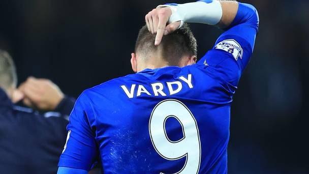 Jamie Vardy has scored in 10 successive games for Leicester City