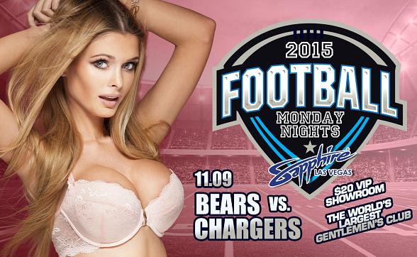 Sapphire hosts Chicago Bears vs. San Diego Chargers Monday Night Football with $1 Halftime Dances Nov. 9