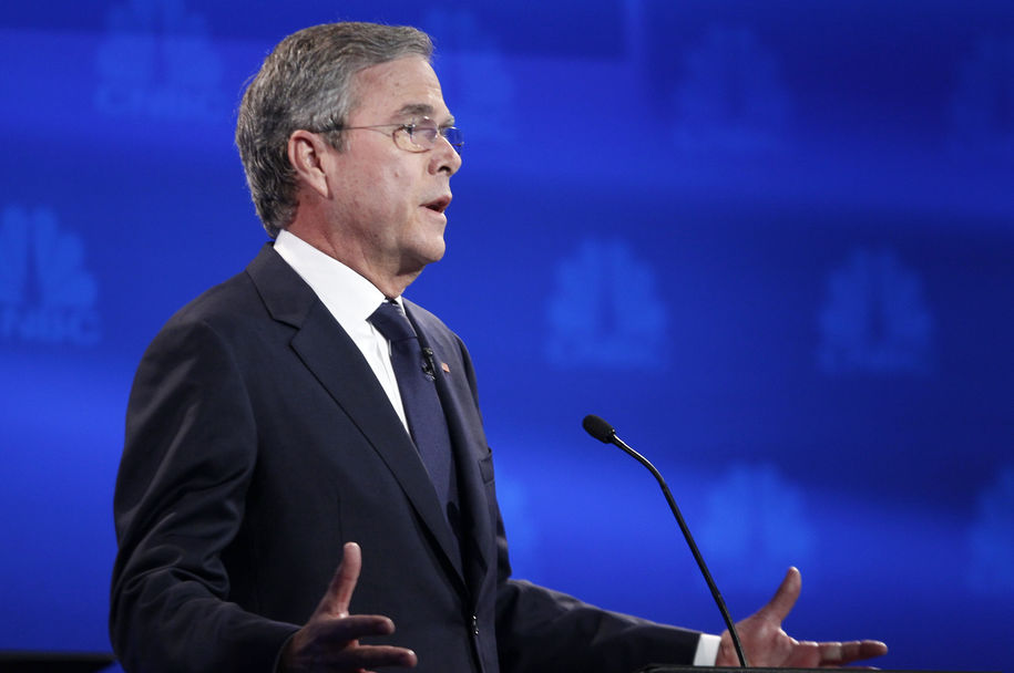 Republican U.S. presidential candidate former Governor Jeb Bush speaks at the 2016 U.S. Republican presidential candidates debate held by CNBC in Boulder Colorado