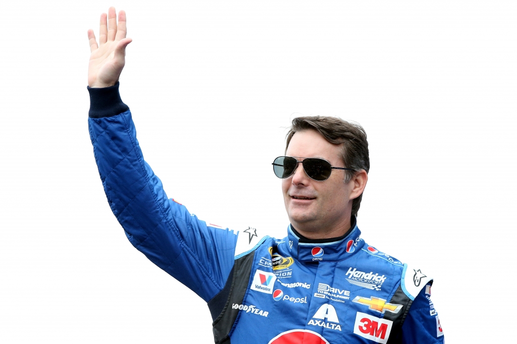 AVONDALE AZ- NOVEMBER 15 Jeff Gordon driver of the #24 Pepsi Chevrolet greets the crowd during driver introductions for the NASCAR Sprint Cup Series Quicken Loans Race for Heroes 500 at Phoenix International Raceway