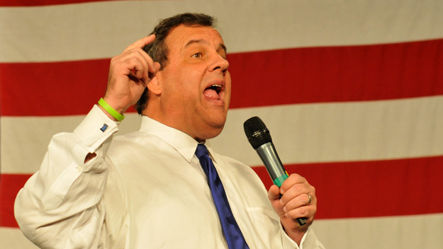 Republican presidential candidate and New Jersey Gov. Chris Christie speaks at the Growth and Opportunity Party at the Iowa State Fair in Des Moines Iowa Saturday