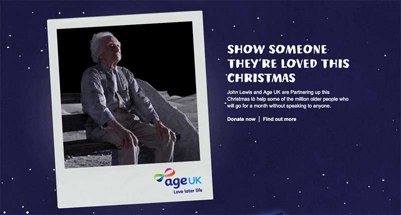 John Lewis promotes its partnership with Age UK at Christmas