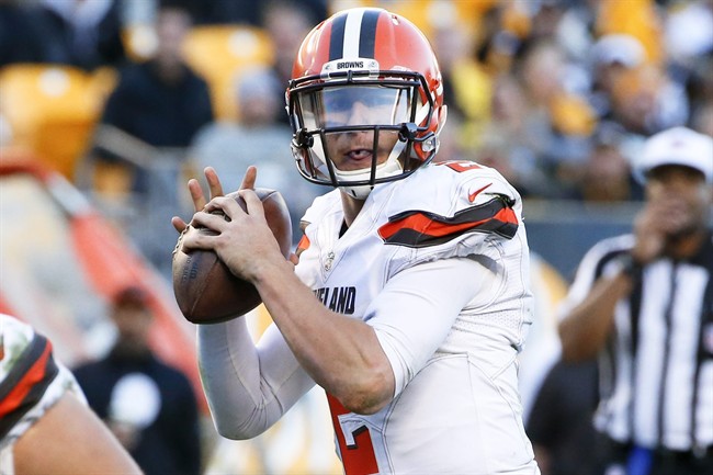 Cleveland Browns quarterback Johnny Manziel plays during an NFL football game against the Pittsburgh Steelers in Pittsburgh. Manziel got promoted during the bye week. Everyone else was put on notice. (AP Phot