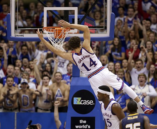 Kansas&#039 Brannen Greene puts up a shot during the second half of an NCAA college basketball game against Northern Colorado Friday Nov. 13 2015 in Lawrence Kan. Kansas won 109-72