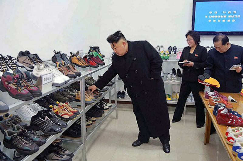 Kim Jong Un touring a Shoe Factory in January