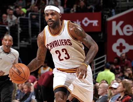 LeBron James #23 of the Cleveland Cavaliers dribbles the ball against the Orlando Magic