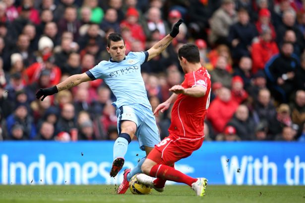 Liverpool's Dejan Lovren and Manchester City's Sergio Aguero battle for the ball- Lynne Cameron  PA Wire