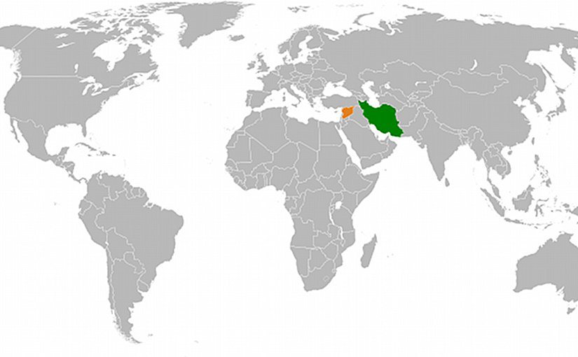 Locations of Syria and Iran. Source Wikipedia Commons