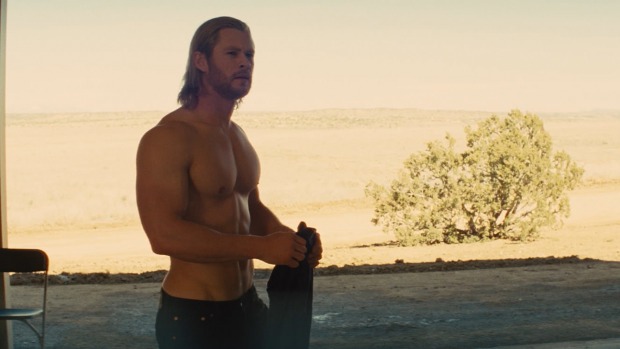 It was out with the bulges and in with the sinew for Thor star Chris Hemsworth on his latest production