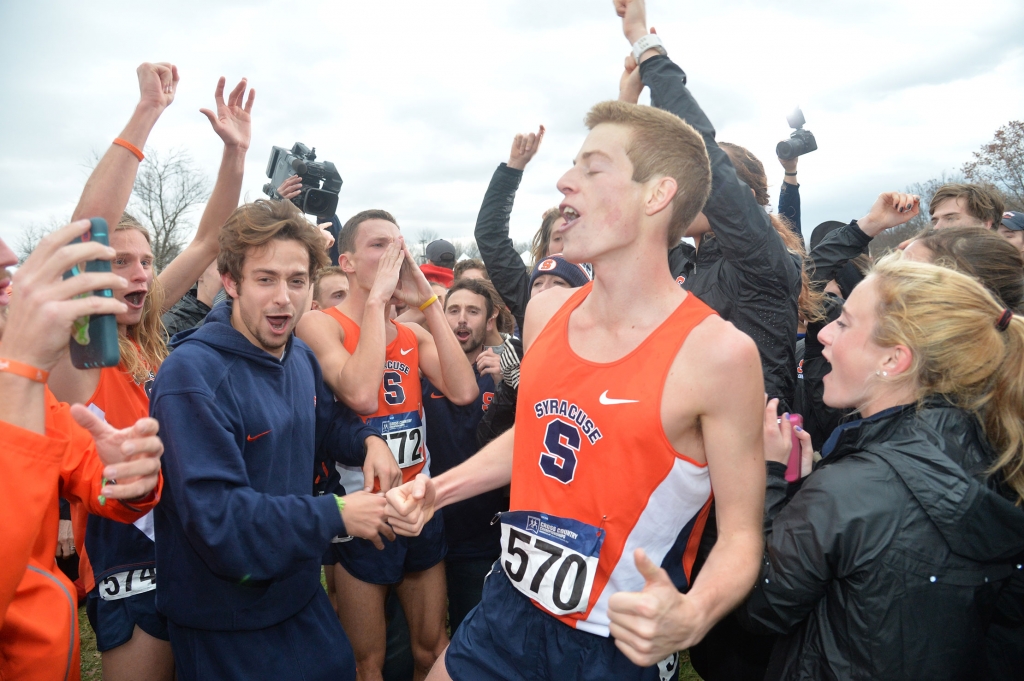 Syracuse celebrates their victory at the NCAA cross-country championships