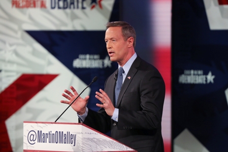 Martin O'Malley during the Democratic presidential debate at Drake University in Des Moines Iowa Nov. 14 2015