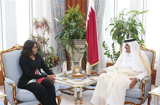 Michelle Obama Sheik Tamim bin Hamad Al-Thani