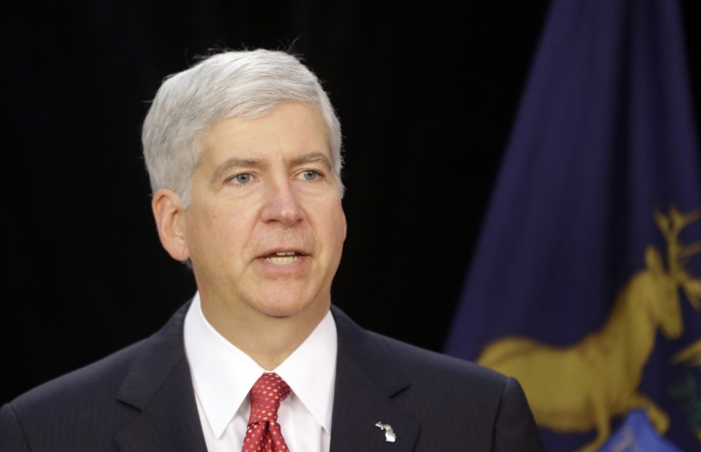 Michigan Gov. Rick Snyder speaks during a news conference in Detroit. Snyder is scheduled to testify in an extraordinary trial to determine Detroit's bankruptcy case the largest public filing in U.S. history will go