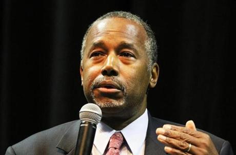 Republican presidential candidate Dr. Ben Carson spoke to supporters during a campaign stop in Alabama