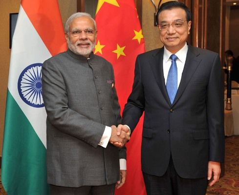 Narendra Modi meeting the Prime Minister of China Mr. Li Keqiang