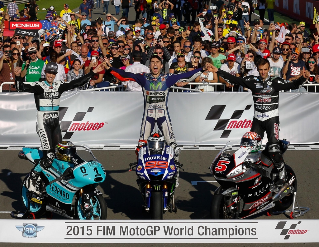 MotoGP 2015 Champions Jorge Lorenzo- Johann Zarco and Danny Kent