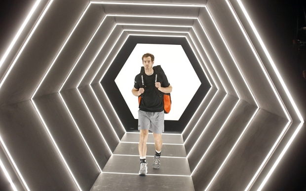 Murray arrives on court through an understated tunnel