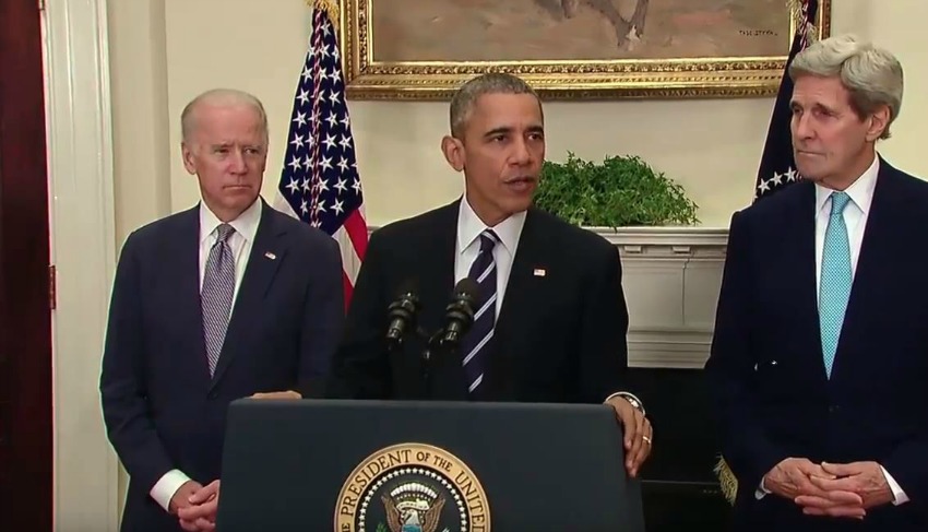 Screen Grab Barack Obama making the announcement to reject the pipeline