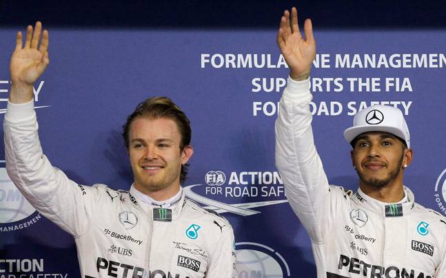 Nico Rosberg edged ahead of Hamilton to take pole