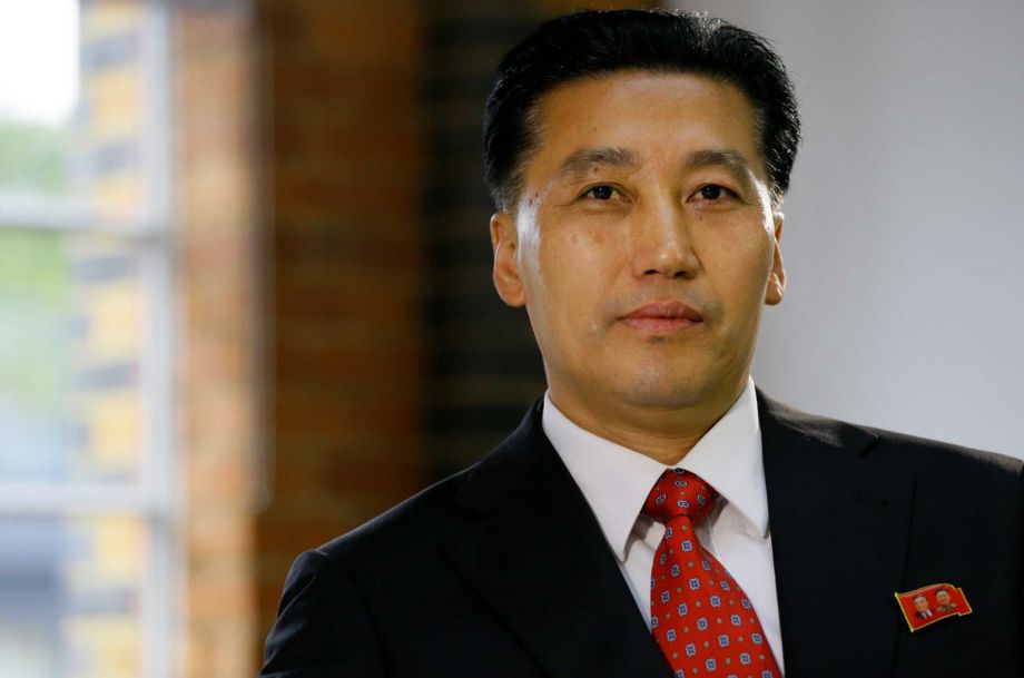 Senior North Korean Foreign Ministry official Jong Tong Hak poses before an interview with The Associated Press in London Tuesday Nov. 3 2015. North Korea says the United States needs to end its “nuclear blackmail“ and respond to Pyongyang's recent