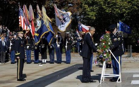 President Obama laid a wreath at the Tomb of the Unknown Soldier