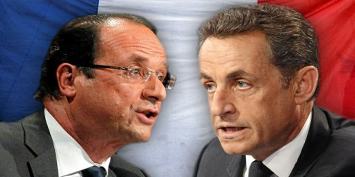 French President François Hollande and former President Nicolas Sarkozy