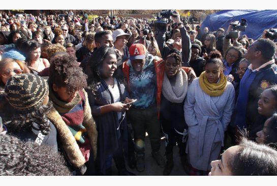 Supporters gather Nov. 9 after University of Missouri System President Tim Wolfe resigned. Student president Payton Head challenges the idea the university is hotbed of racisim. The problem he says is leadership that did not challenge the racisim of