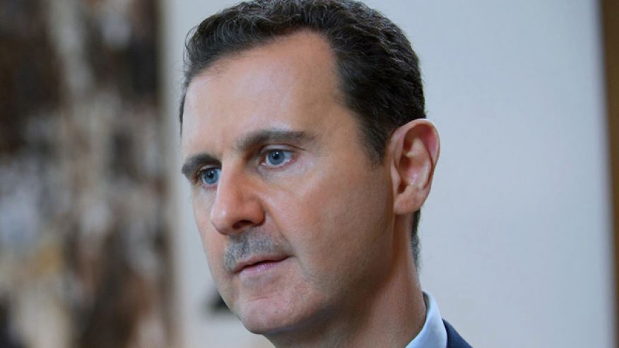 Oct. 4 2015 Syrian President Bashar Assad speaking during an interview with the Iran's Khabar TV in Damascus Syria