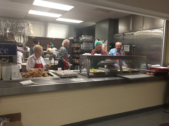 On average the Salvation Army volunteers feed about 500 families at the community dinner