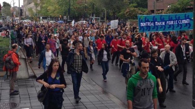 Major climate-change protests like this one in Montreal earlier this year are expected around the world on Sunday ahead of a global summit in Paris