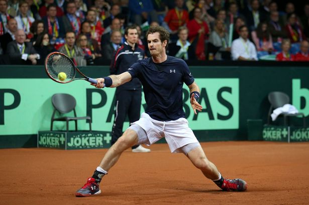 Andy Murray in action against Belgium's Ruben Bemelmans on day one of the Davis Cup Final