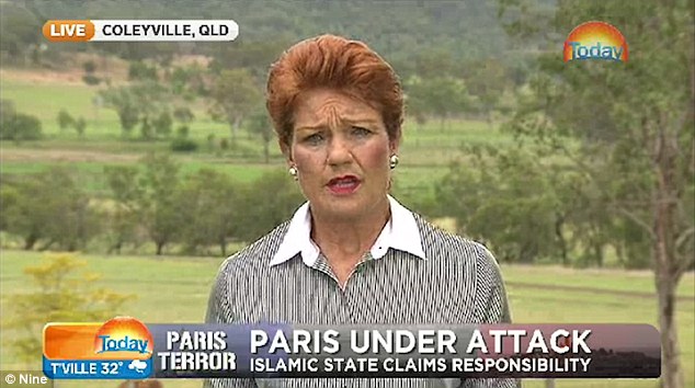 Outspoken politician Pauline Hanson has been slammed online after calling for a halt on Muslim refugees