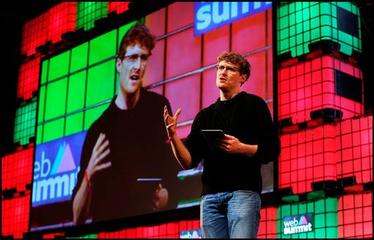 Paddy Cosgrave Co Founder and CEO speaking at the Web Summit at the RDS.
Pic Steve Humphreys
4th November 2015