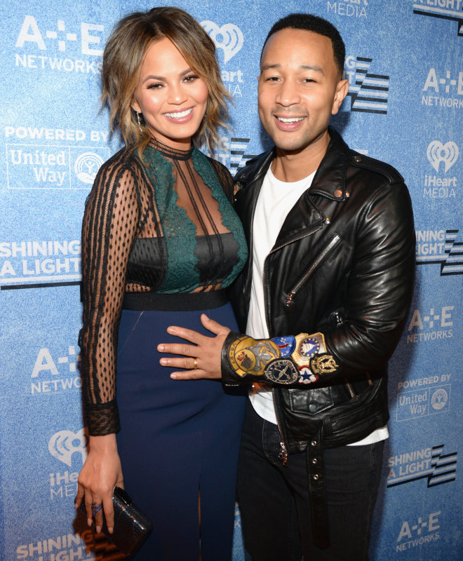 John Legend Rubs Chrissy Teigen's Baby Bump at Charity Event