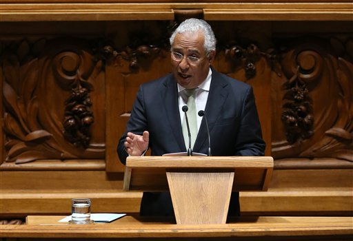 Portuguese Socialist Party leader Antonio Costa addresses the parliament during the debate of the government's four-year policy program at the Parliament in Lisbon Tuesday Nov. 10 2015. Anti-austerity lawmakers led by the Socialists have forced P