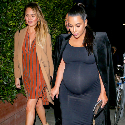 Pregnant Kim Kardashian Chrissy Teigen Whip Out Their Maternity Best for a Sweet Double Date Night