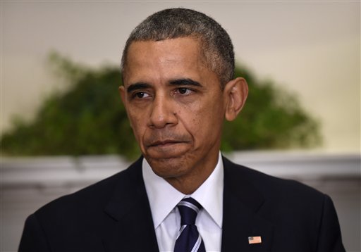 President Barack Obama pauses while making a statement on the Keystone Pipeline Friday in the Roosevelt Room of the White House