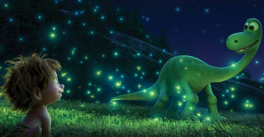 Pretty prehistory Spot and Arlo admire the wonders of nature in The Good Dinosaur