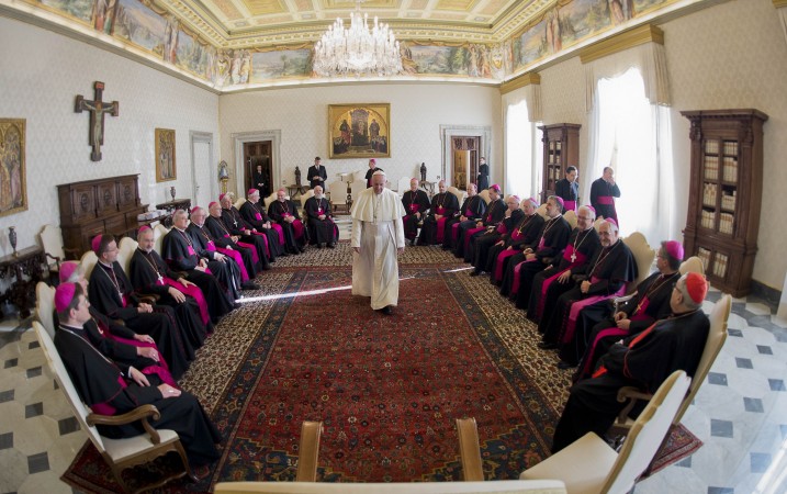 Pope Francis meets with members of the German hierarchy at the Vatican Thursday