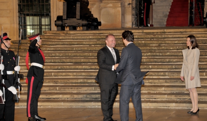 Prime minister Joseph Muscat and Canadian prime Minister Justin Trudeau meet in bilateral meeting at Castille