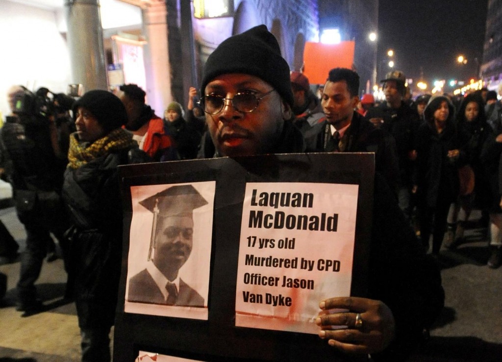 Protesters at the Black Lives Matter sit in before the shootings occurred AP